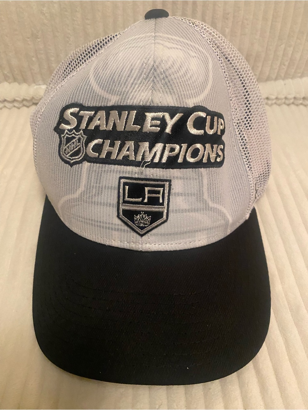 Reebok White Mesh Back Cap with Black Bill - Stanley Cup Champions